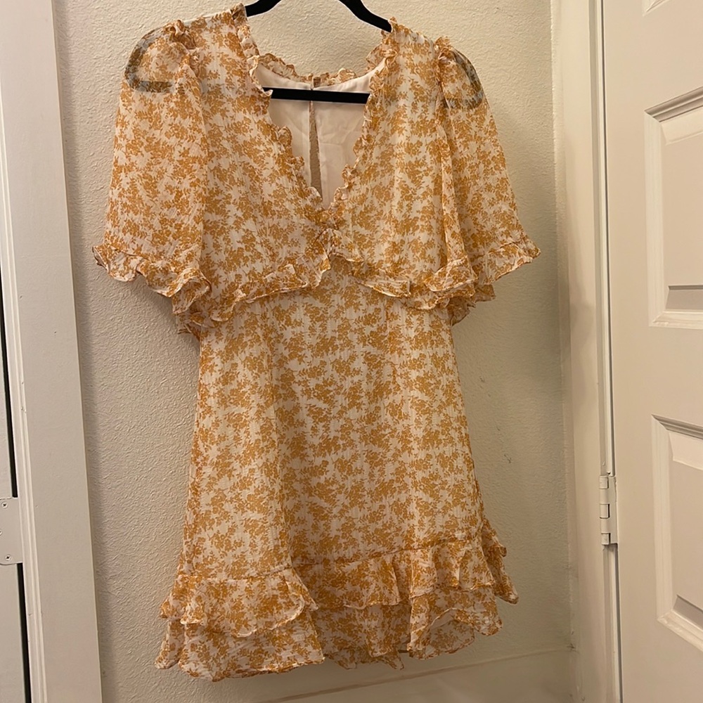 Orange floral mini dress